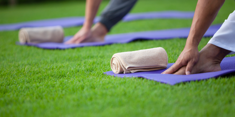 photo of yoga mats and towels
